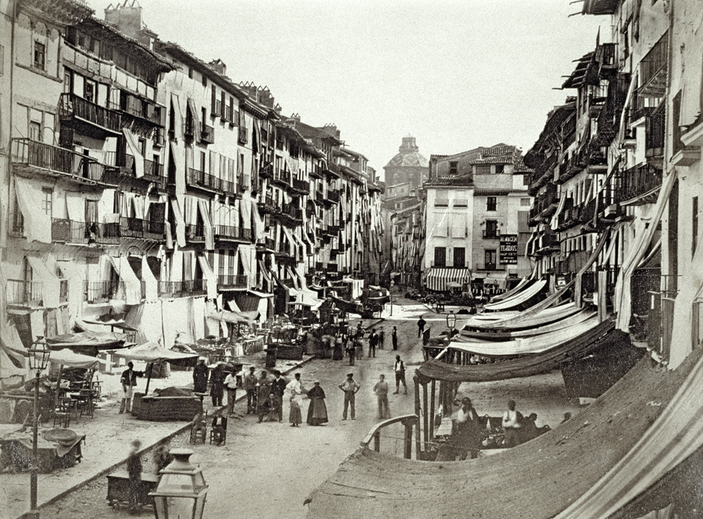 Barcelona street scene, c.1880s (albumen print)  à Photographe espagnol