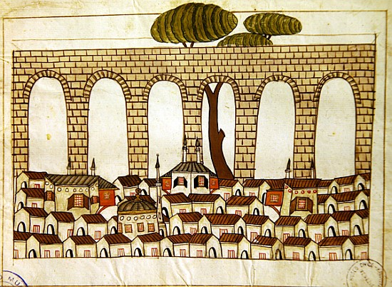 Ms. cicogna 1971, miniature from the ''Memorie Turchesche'' depicting the great aqueduct at Constant à École vénitienne