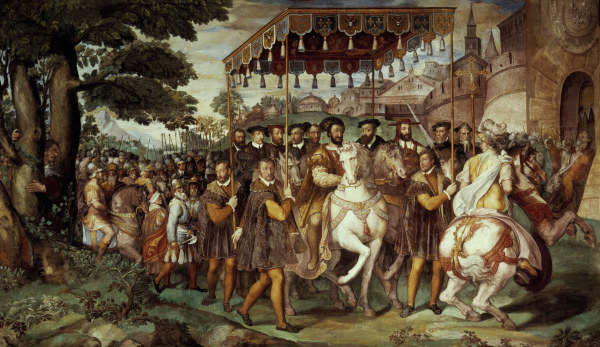 Francis I receives Charles V , Zuccari. à Zuccari