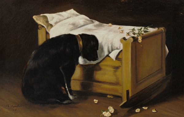Dog Mourning Its Little Master à A. Archer
