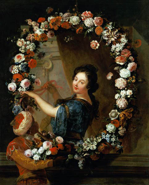 Portrait of a Woman Surrounded by Flowers, presumed to be Julie d'Angennes à A. Belin de Fontenay