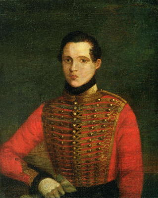 Portrait of the Poet Michail Lermontov, 1830s (oil on canvas) à A. Chelyshev
