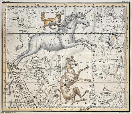 Monoceros, from 'A Celestial Atlas', pub. in 1822 (coloured engraving) à A. Jamieson