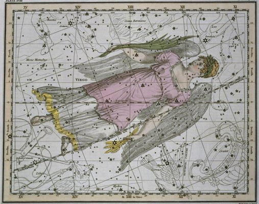 Virgo, from 'A Celestial Atlas', pub. in 1822 (coloured engraving) à A. Jamieson