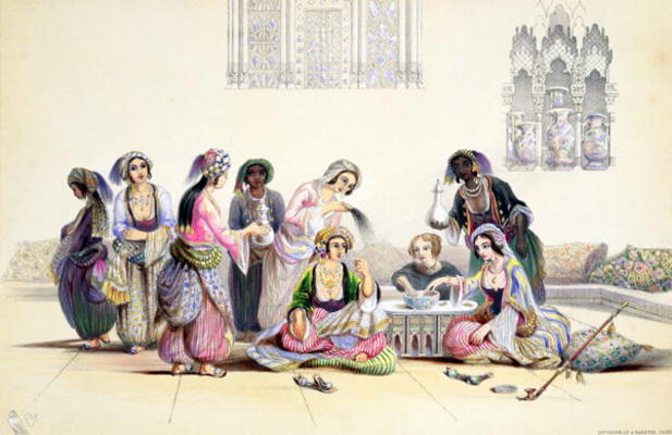 Interior of a Harem, in Cairo (colour litho) à A. Margaretta Burr