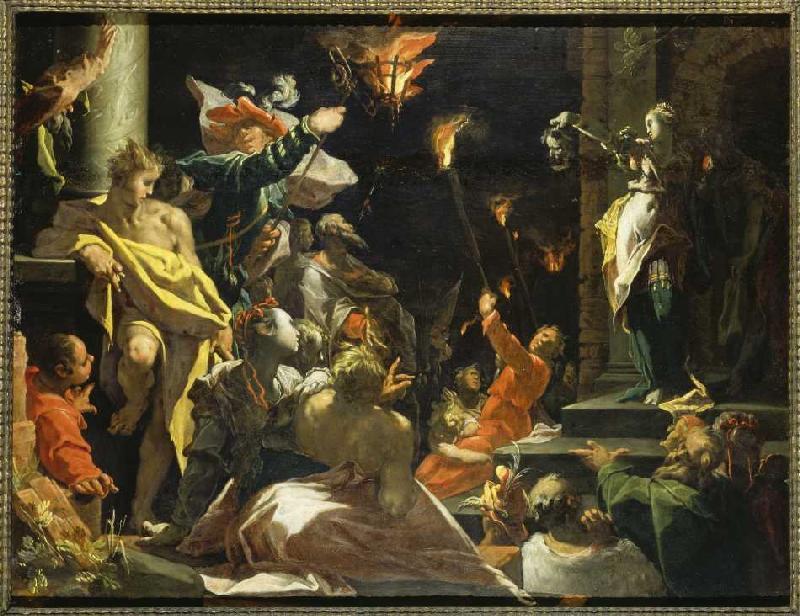 Judith montre la tête d'Holopherne au peuple. à Abraham Bloemaert