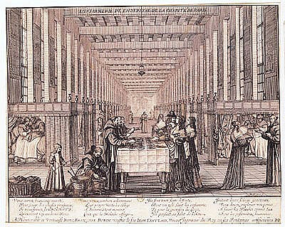 The Infirmary of the Sisters of Charity during a visit of Anne of Austria (1601-66) 1635 (see also 2 à Abraham Bosse