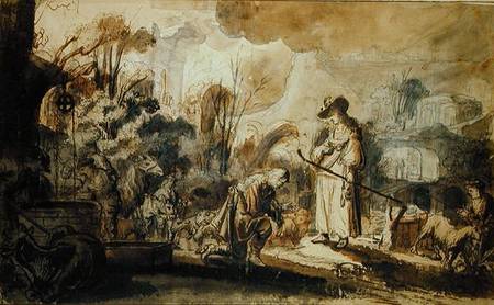 Eliezer and Rebecca at the Well à Abraham Furnerius