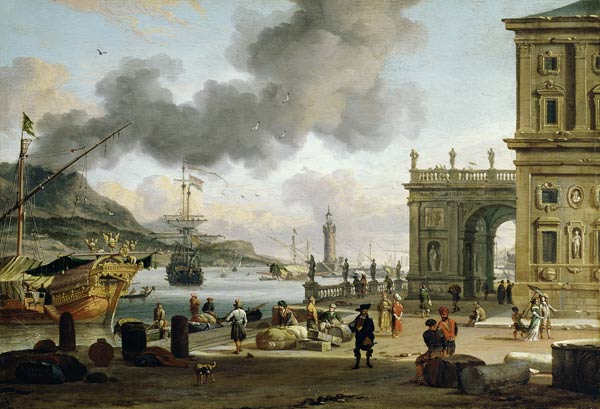 A Mediterranean Harbour Scene à Abraham J. Storck