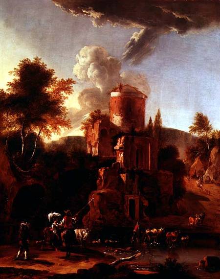 Italian Landscape with ruins à Abraham-Jansz Begeyn