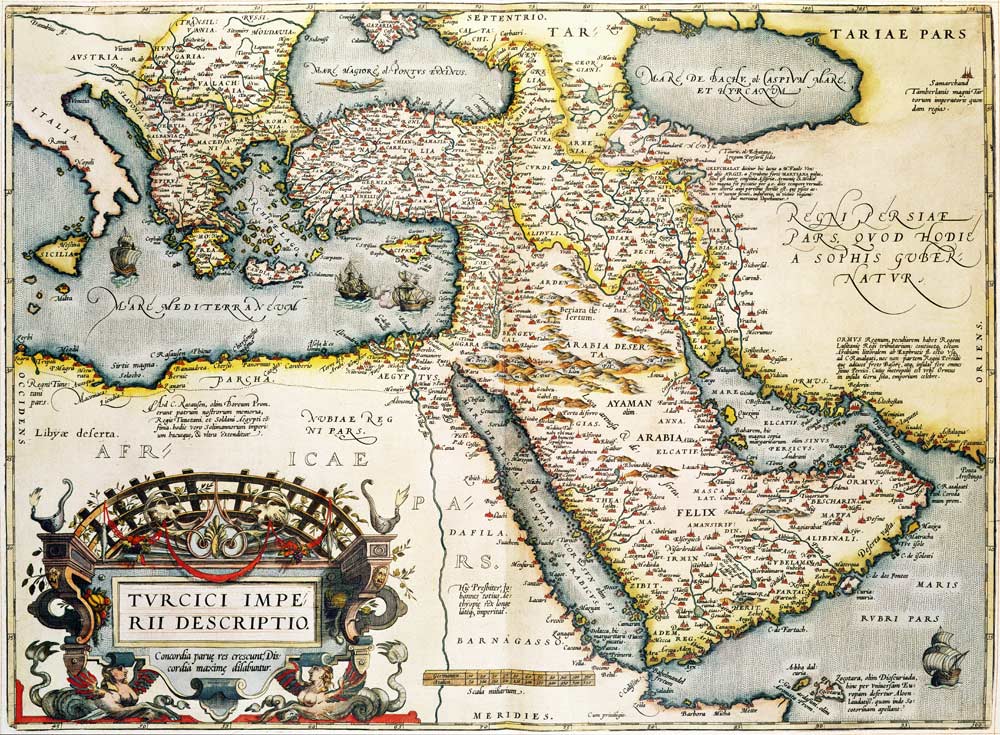 Map of the Middle East, from Theatrvm Orbis Terrarvm à Abraham Ortelius