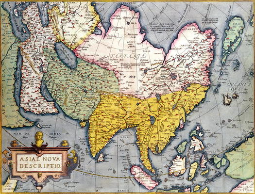 Asia: Map of the continent including Japan and the East Indies with part of New Guinea, c.1580 (colo à Abraham Ortelius