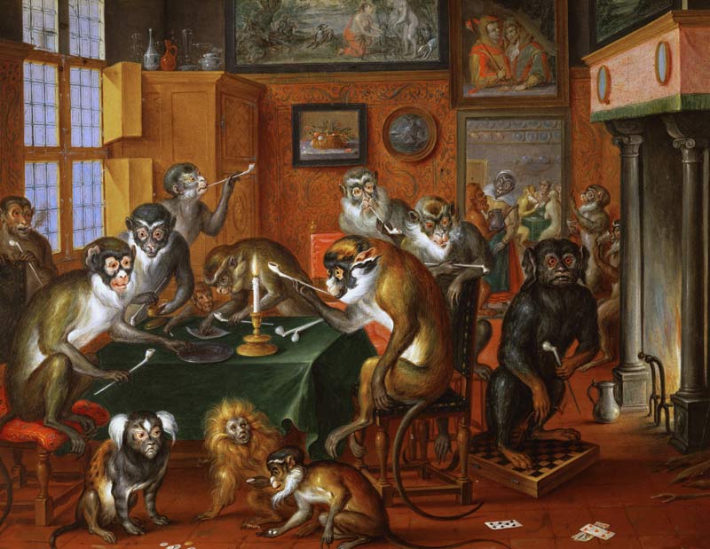 The Smoking Room with Monkeys à Abraham Teniers
