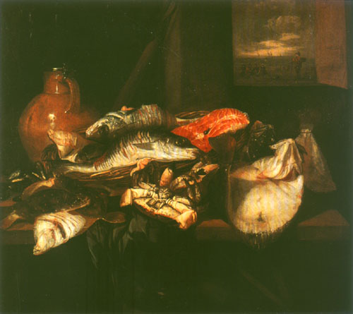 nature morte avec des poissons à Abraham van Beyeren