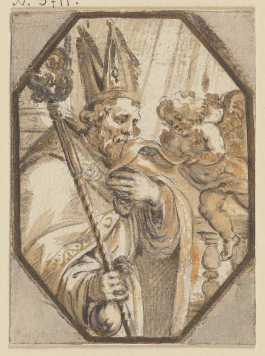 Ein Engel bringt einem Bischof die Windeln Christi à Abraham van Diepenbeeck