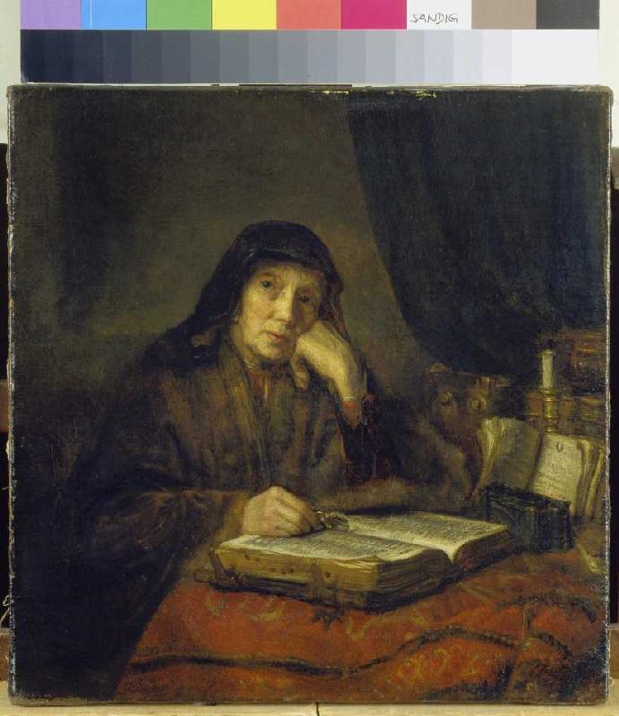 Femme âgée avec le livre. à Abraham van Dyck