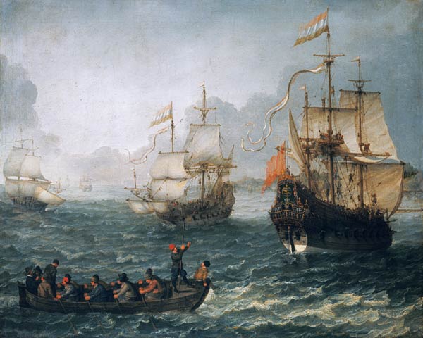 Paysage de mer avec des navires à voile à Abraham Willaerts