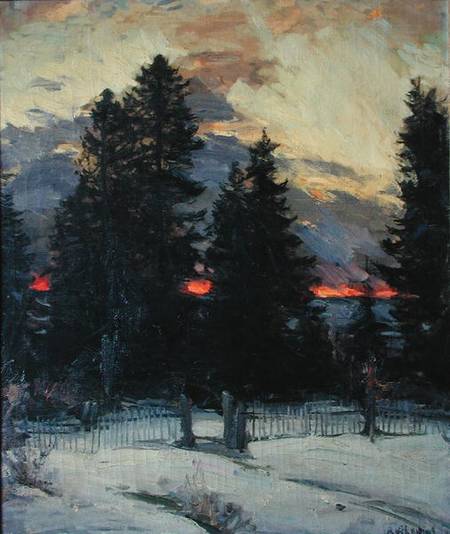 Sunset over a Winter Landscape à Abram Efimovich Arkhipov