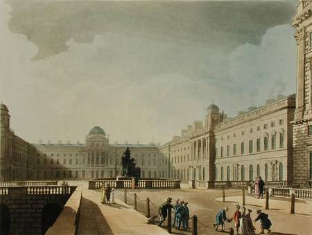 Somerset House, Strand, from 'Ackermann's Microcosm of London', engraved by John Bluck (fl.1791-1819 à A.C. Rowlandson