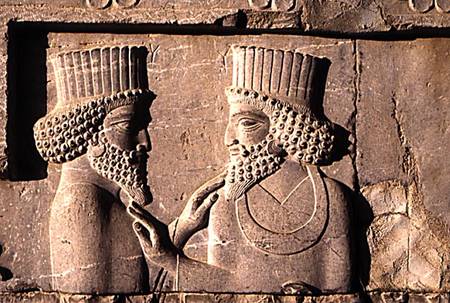 Two dignitaries, from the northern wing of the Apadana east stairway facade à Achaemenid