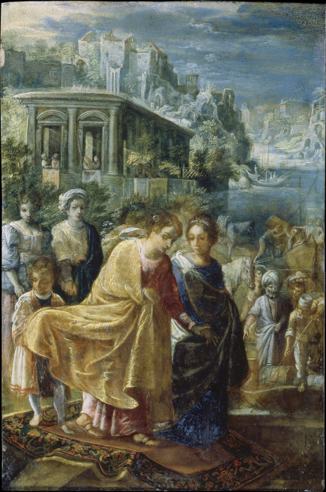 The Frankfurt Altarpiece of the Exaltation of the True Cross: 
The Embarkation of the Empress Helena à Adam Elsheimer
