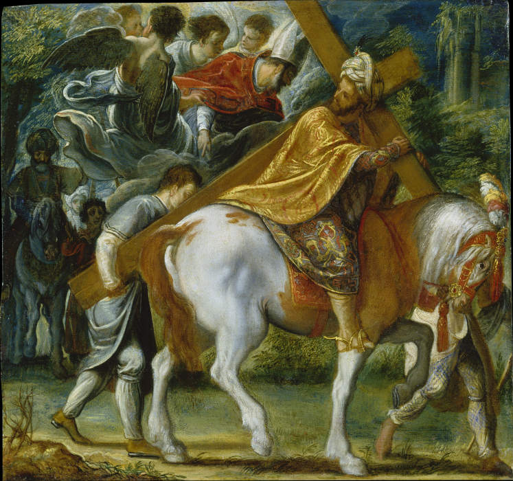The Frankfurt Altarpiece of the Exaltation of the True Cross:
Heraclius on Horseback with the Cross  à Adam Elsheimer