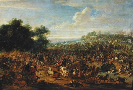 Battle near a Bridge à Adam Frans van der Meulen
