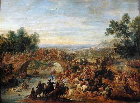 Cavalry Battle on a Bridge à Adam Frans van der Meulen