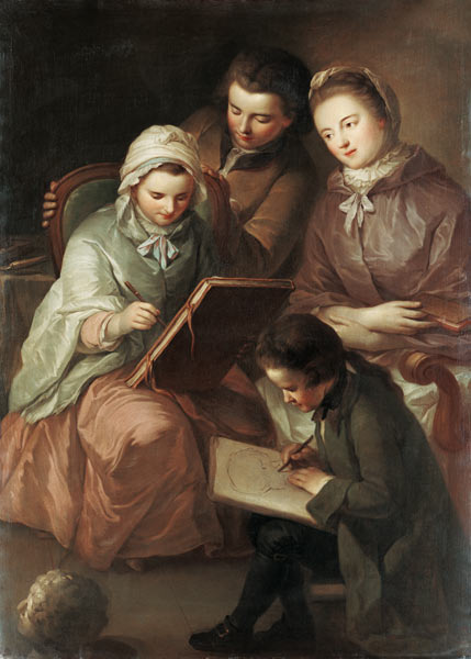 Gruppenbild der vier Kinder des Malers à Adam Friedrich Oeser