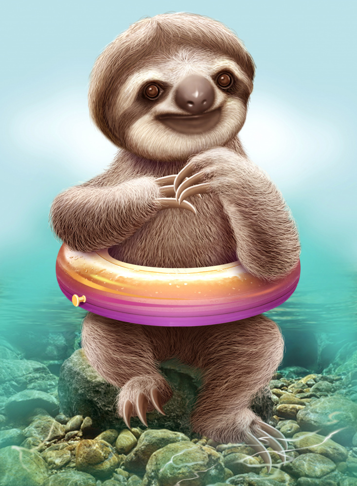 YOUNG SLOTH WITH BUOY à Adam Lawless