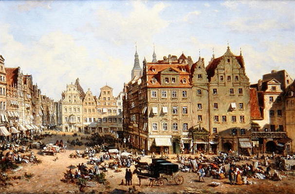 The Market in Wroclaw, 1877 (oil on canvas) à Adelbert Wolfl