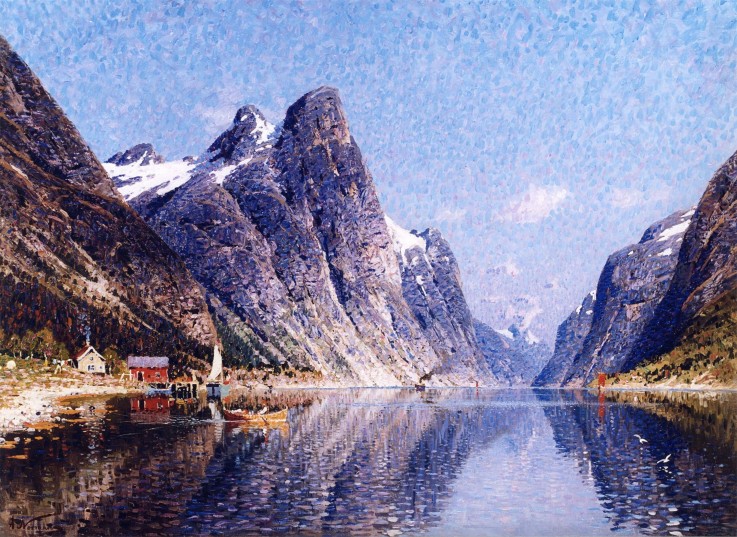 A Norweigan Fjord Scene à Adelsteen Normann