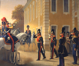 Wachablösung der Leibgarde im Grossen Palast Peterhof à Adolf Gebens