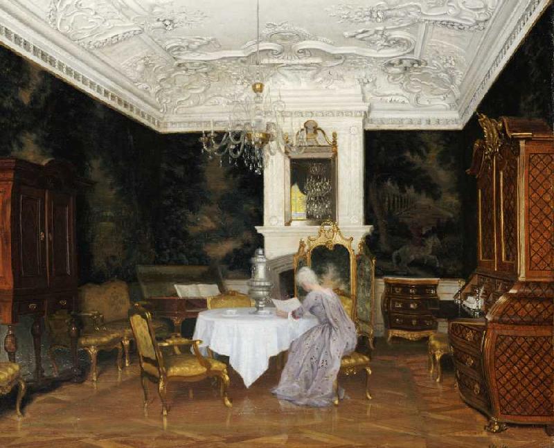 Dame in einem Interieur, Fredensborg à Adolf Heinrich Hansen