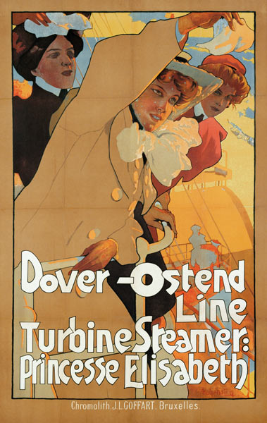 Dover-Ostend Line, Turbine Steamer: Princess Elisabeth (Poster) à Adolfo Hohenstein