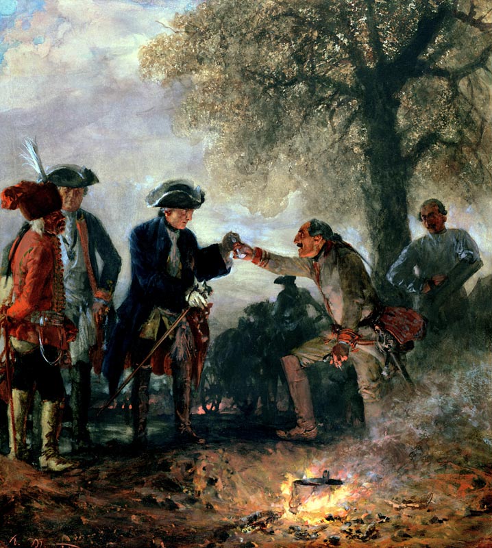 Frederick the Great (1744-97) with Zieten at the Camp à Adolph Friedrich Erdmann von Menzel