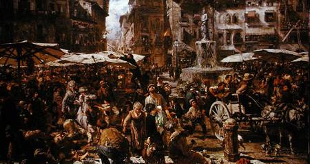 The Market of Verona à Adolph Friedrich Erdmann von Menzel