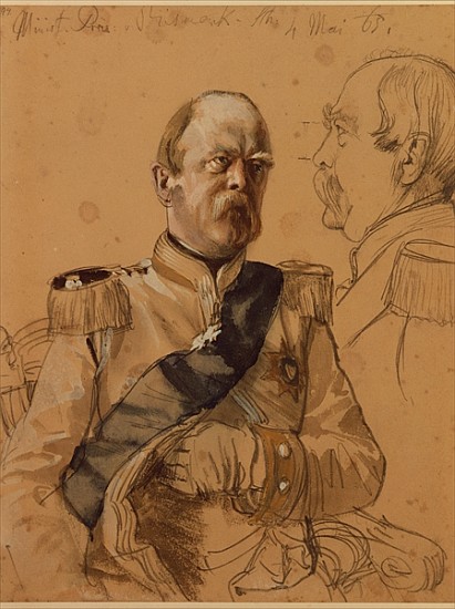 Prince Otto von Bismarck, 1865 (pencil & wash on paper) à Adolph Friedrich Erdmann von Menzel