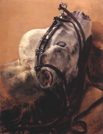 Tête de cheval couchée, bidée à Adolph Friedrich Erdmann von Menzel