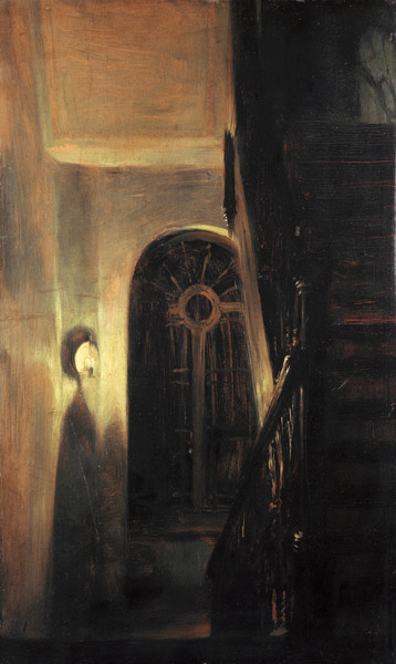 Treppenflur bei Nachtbeleuchtung à Adolph Friedrich Erdmann von Menzel
