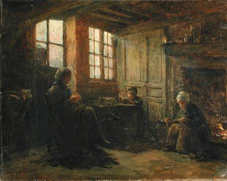 Women Fraying Linen, Honfleur à Adolphe-Felix Cals