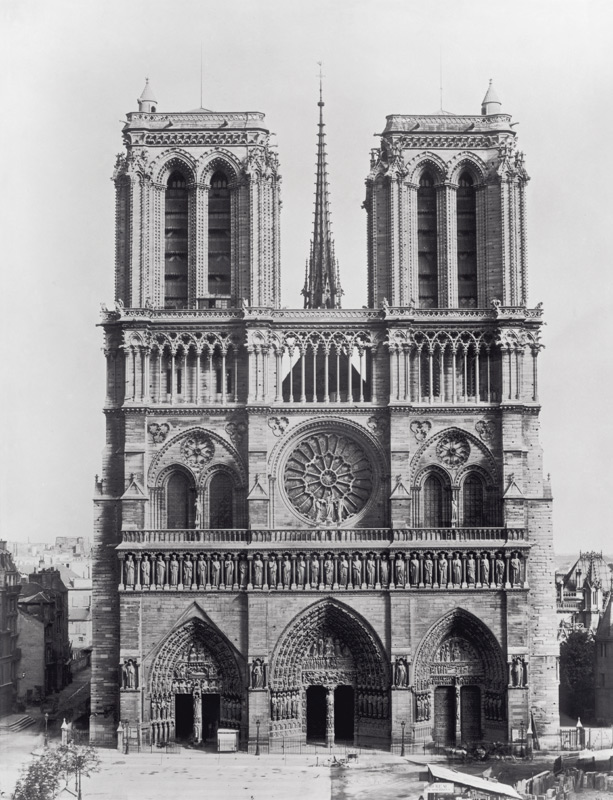 Facade of Notre-Dame, Paris, late 19th century (b/w photo)  à Adolphe Giraudon
