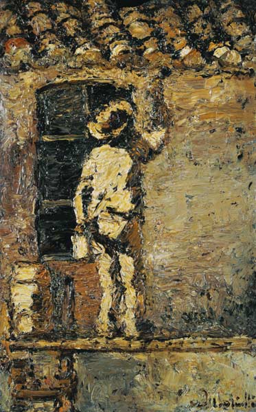 Ein Anstreicher an einer Hauswand à Adolphe Jos.Th. Monticelli