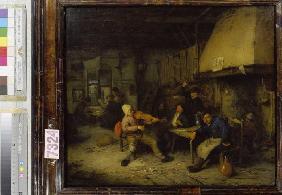 Joueurs de violon et paysans buvant dans une taverne