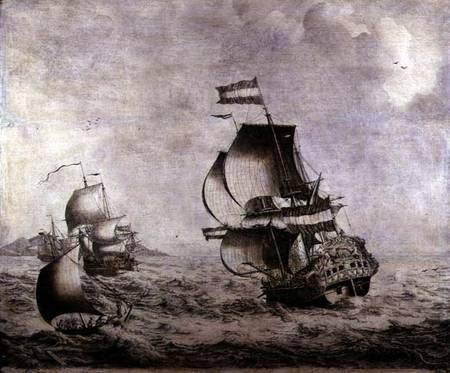 The Warship "Overisjsel" à Adriaen or Abraham Salm