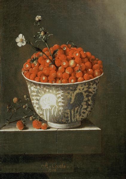 Still Life with Wild Strawberries in a Chinese Bowl à Adrian Coorte