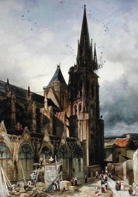 Restoring the Abbey Church of St. Denis in 1833 à Adrien Dauzats