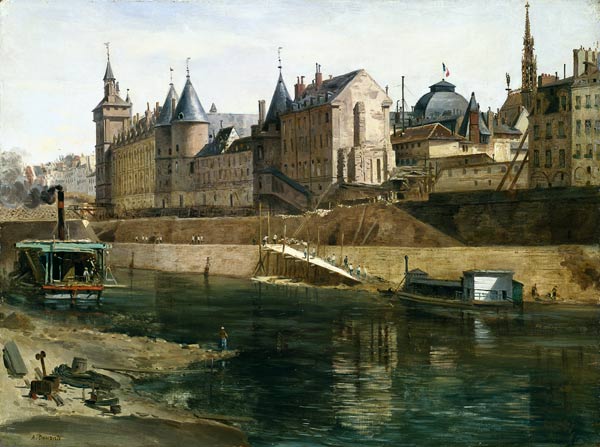 The Palais de Justice, the Conciergerie and the Tour de l'Horloge à Adrien Dauzats