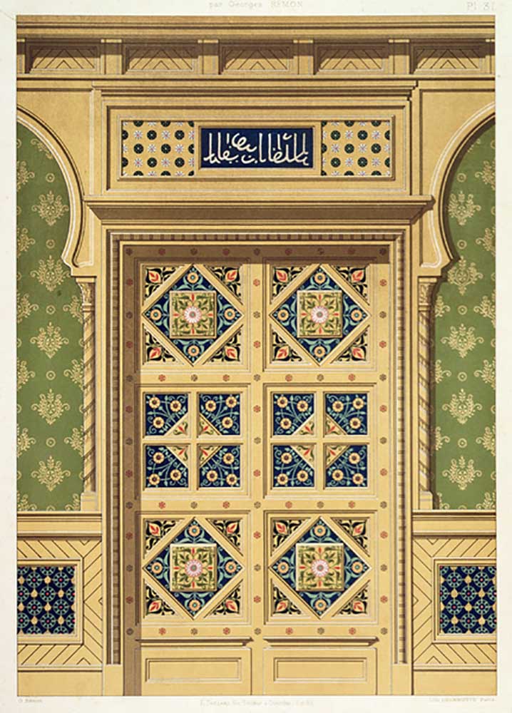 A Moorish door, illustration from La Decoration Interieure, published c.1893-94 à Adrien Simoneton