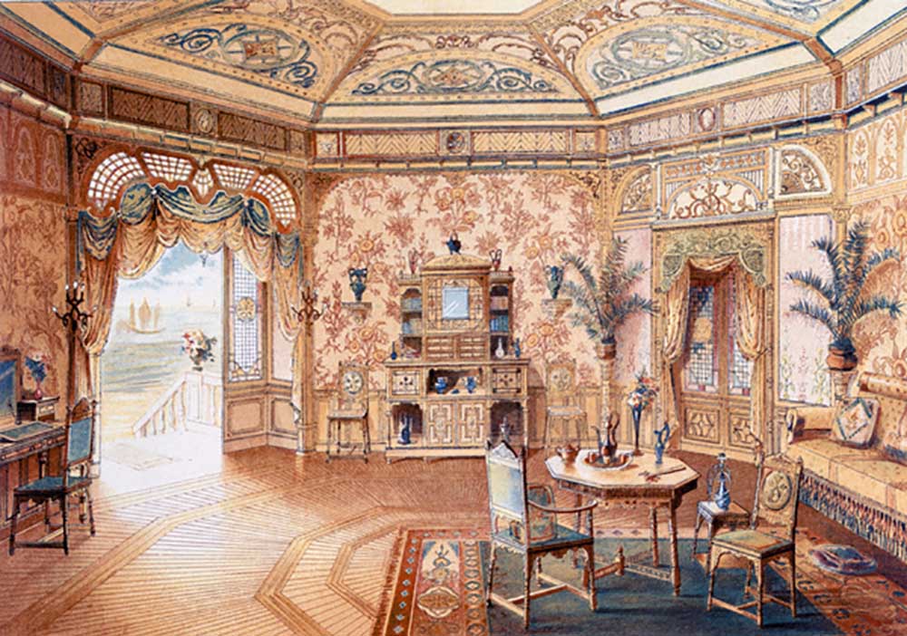 English style garden house, from Interior Decoration, 1893 à Adrien Simoneton
